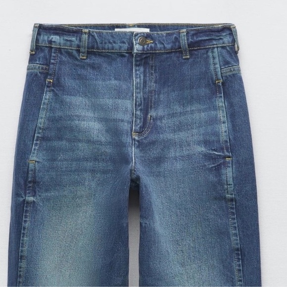 *NWT - ZARA ZW MID-RISE BALLOON MILA JEANS - Picture 2 of 12